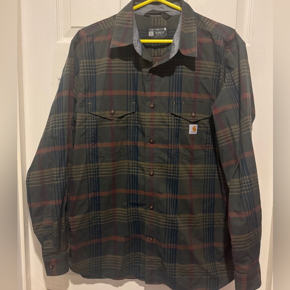 Carhartt Rugged Flex Plaid 🟩& Original Fit Flannel 🟧 Shirt BUNDLE, sz L - Picture 3 of 13